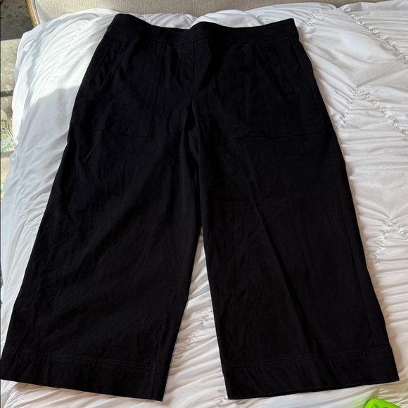 SPANX XL Petite Black Wide-Leg Cropped Pants Thick and flattering - Picture 1 of 9